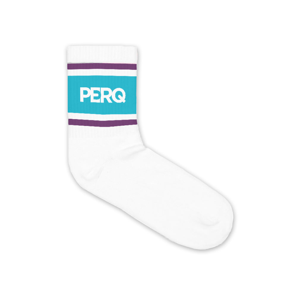 Cotton Athletic Quarter Crew Socks (White)