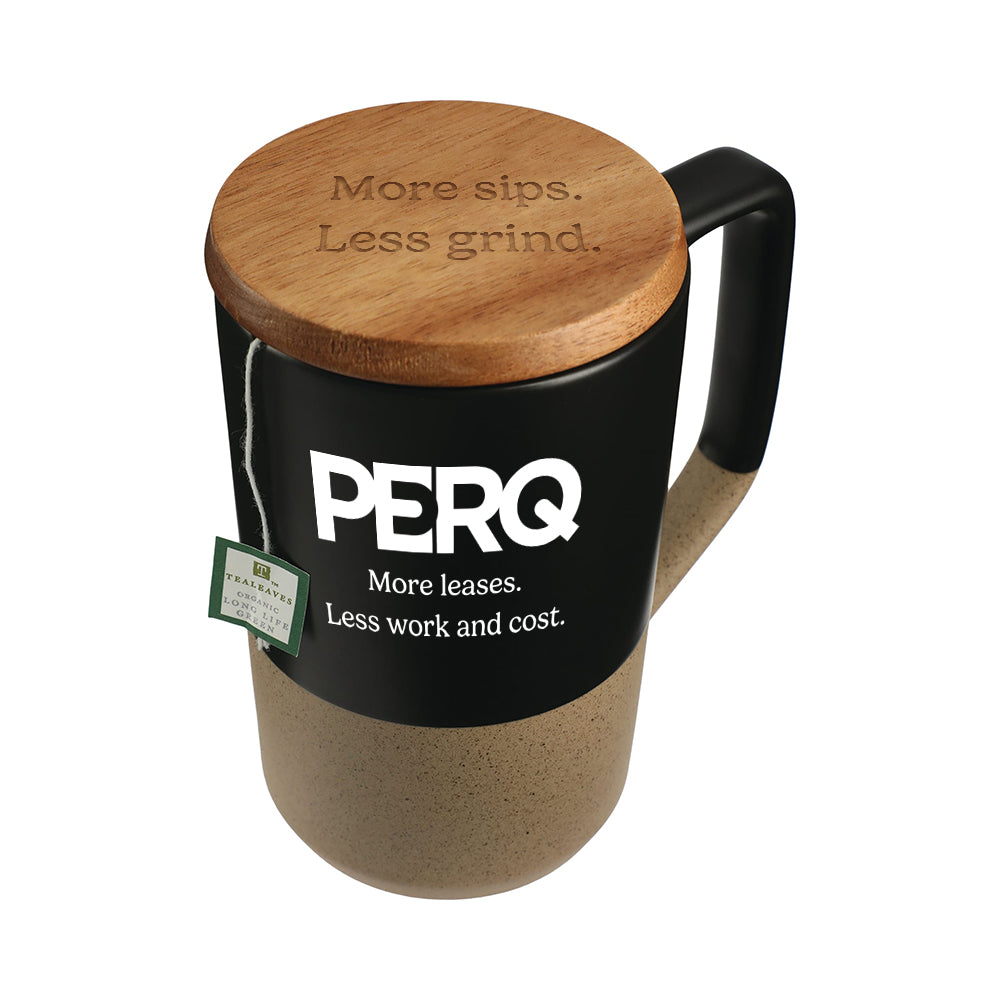 Tahoe Tea & Coffee Ceramic Mug with Wood Lid 16oz
